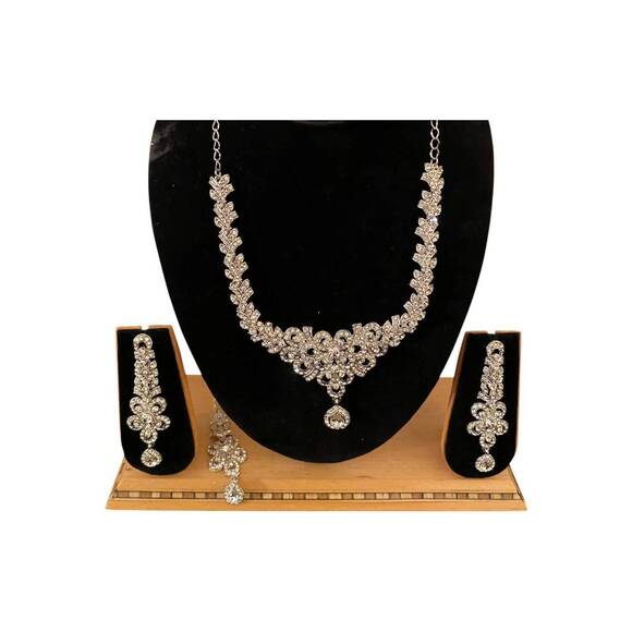 NEW DONNA VINCI women's j176 necklace and earrings jewelry set in silver - Picture 2 of 2
